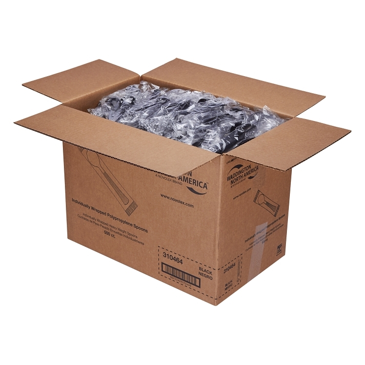 WNA INDIVDUALLY WRAPPED BLACK POLYPROPYLENE SPOONS