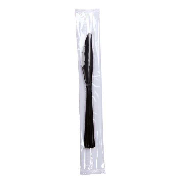 WNA BLACK HEAVY WEIGHT PLASTIC KNIFE INDIV WRAPPED