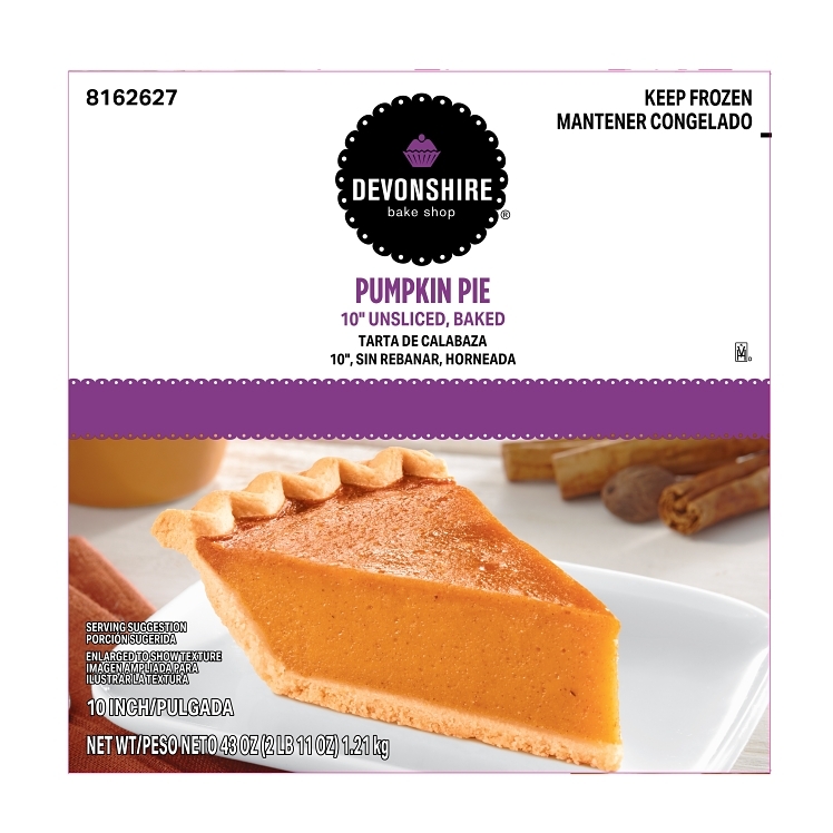 DEVONSHIRE PUMPKIN PIE 10 INCHES BAKED UNSLICED