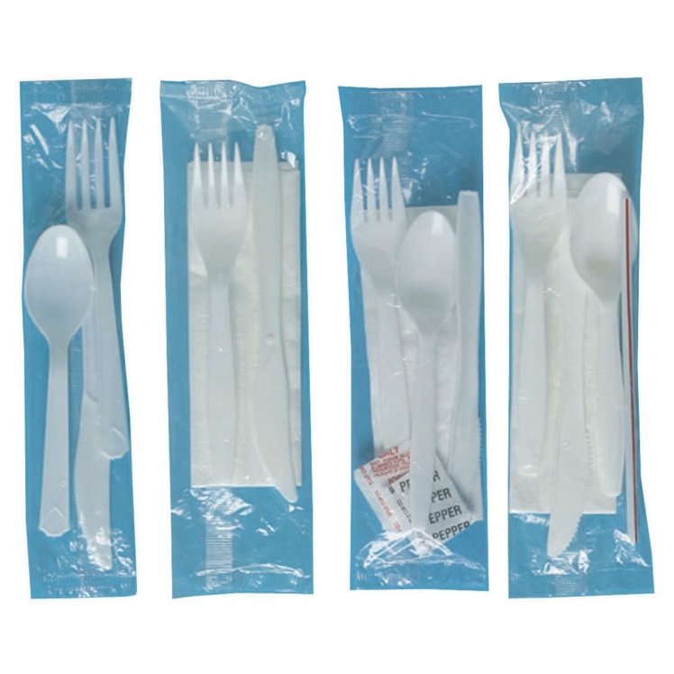 PRIME SOURCE MEDIUM WEIGHT WHITE CUTLERY KIT SALT AND PEPPER KNIFE FORK SPOON