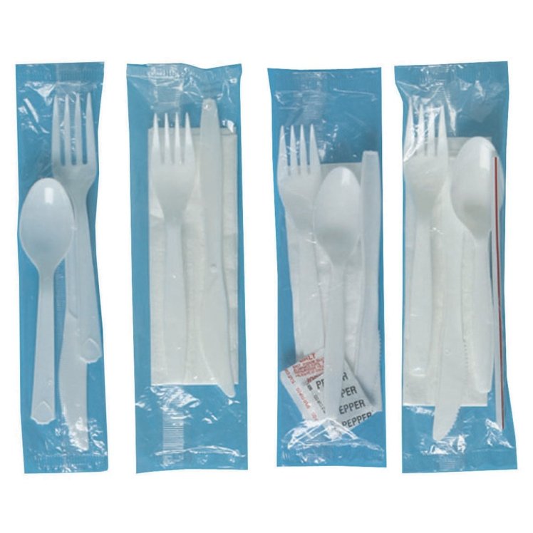 PRIME SOURCE MEDIUM WEIGHT WHITE CUTLERY KIT SALT AND PEPPER KNIFE FORK SPOON