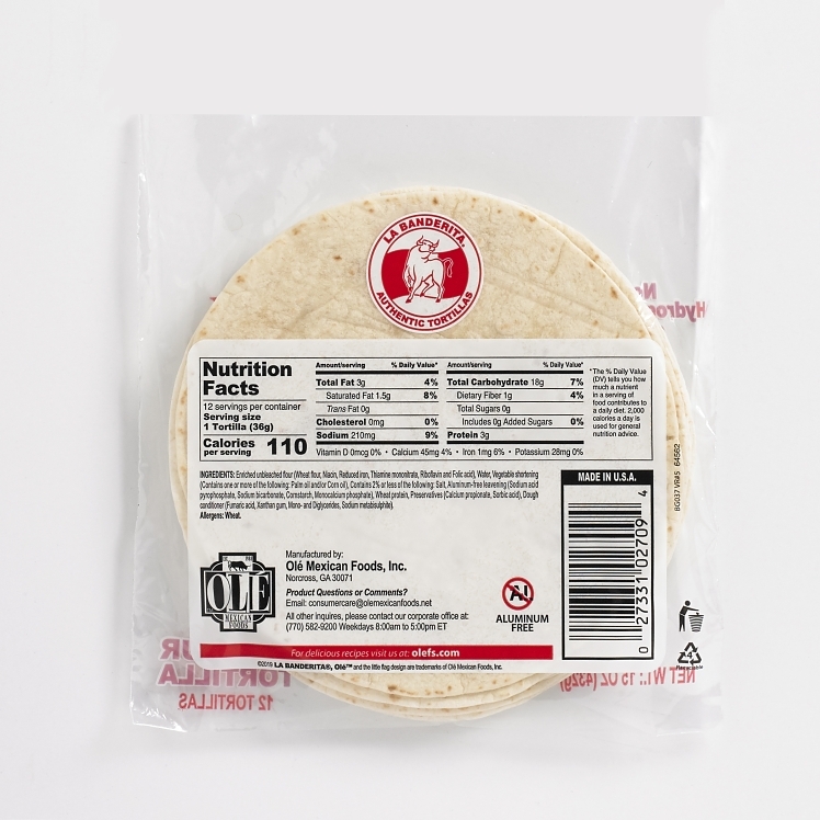 LA BANDERITA PRESSED FLOUR TORTILLA 7 INCH