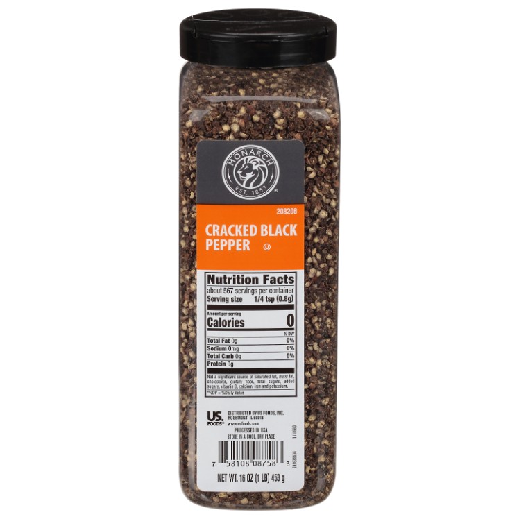 MONARCH SPICE PEPPER BLACK CRACKED PLASTIC SHAKER