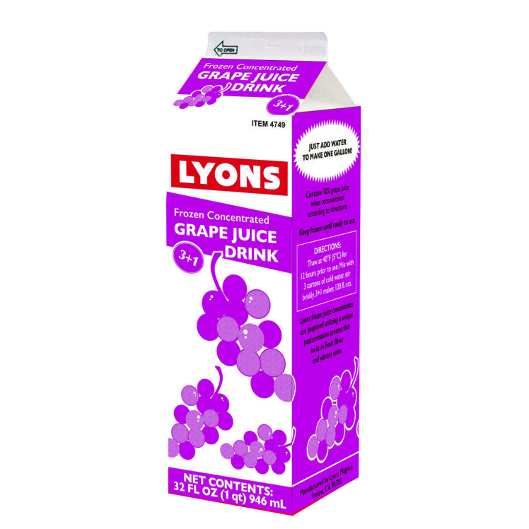 LYONS FROZEN GRAPE JUICE CONCENTRATE 3+1