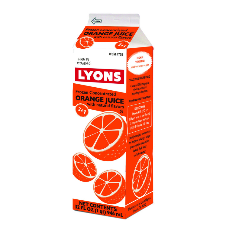 LYONS MAGNUS FROZEN ORANGE JUICE CONCENTRATE 3+1