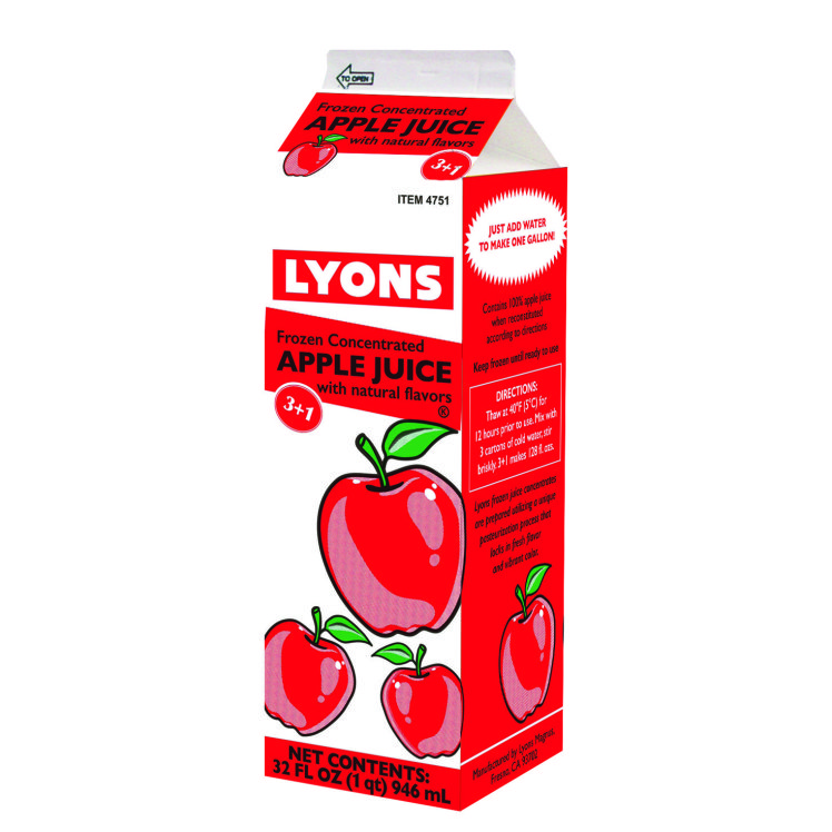 LYONS FROZEN APPLE JUICE CONCENTRATE 3+1