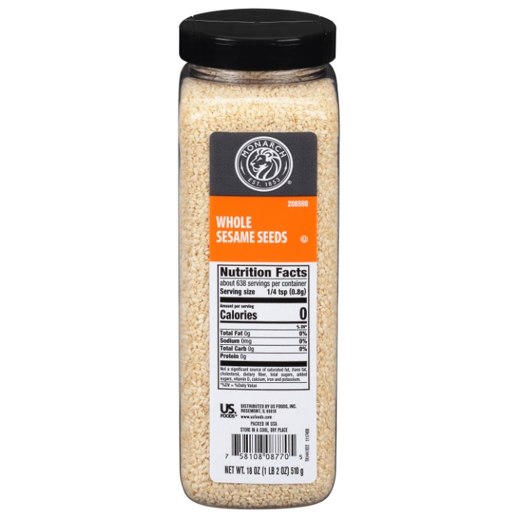 MONARCH WHOLE PLASTIC CONTAINER SESAME SEED