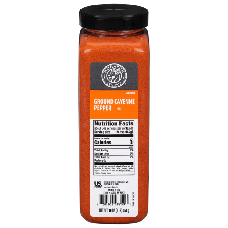 Monarch Ground Cayenne Pepper in Plastic Shaker Bottle