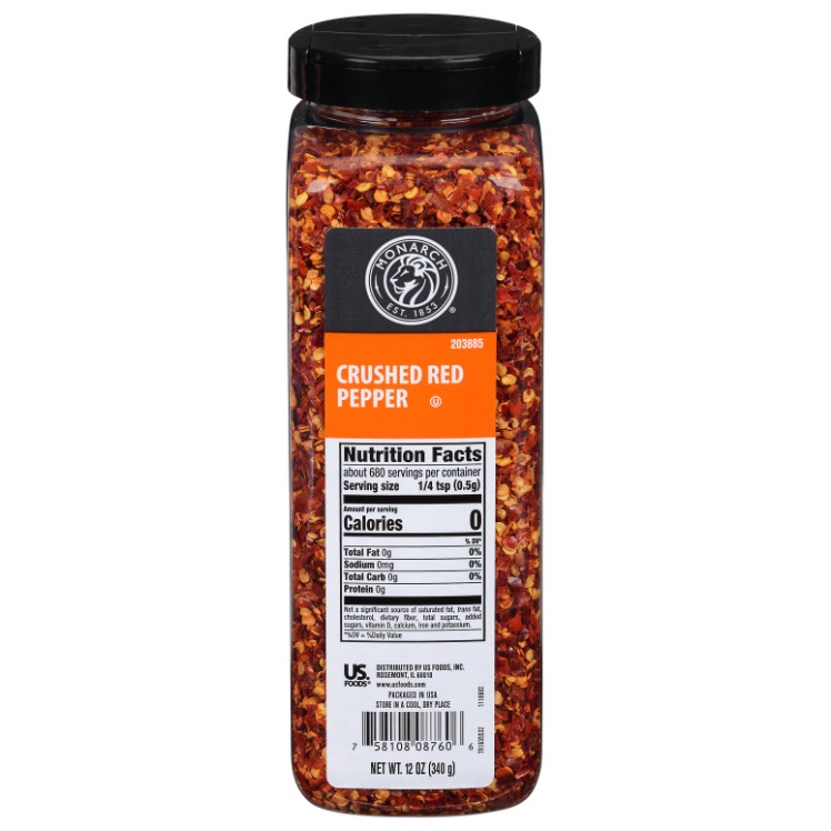 Monarch Crushed Red Chili Pepper in Plastic Shaker Bottle