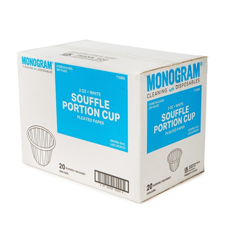 MONOGRAM CUP, SFLE PAPER 2 OZ WHITE PLATED