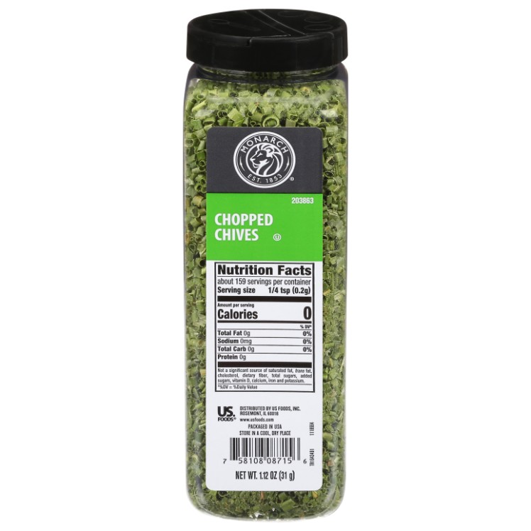 MONARCH CHOPPED CHIVE SPICE PLASTIC SHAKER