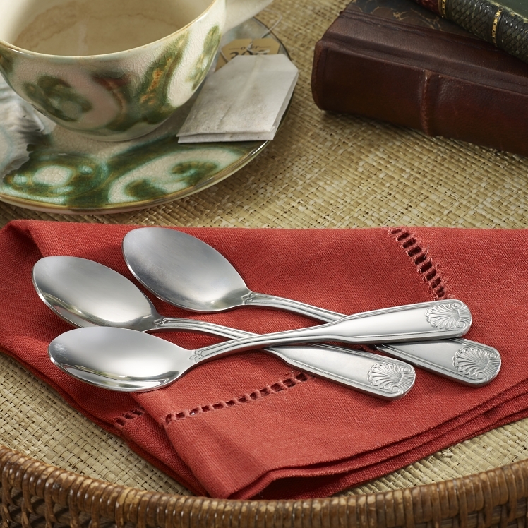 SUPERIOR / CES SPOON TEA SHELL STAINLESS STEEL HEAVY WEIGHT