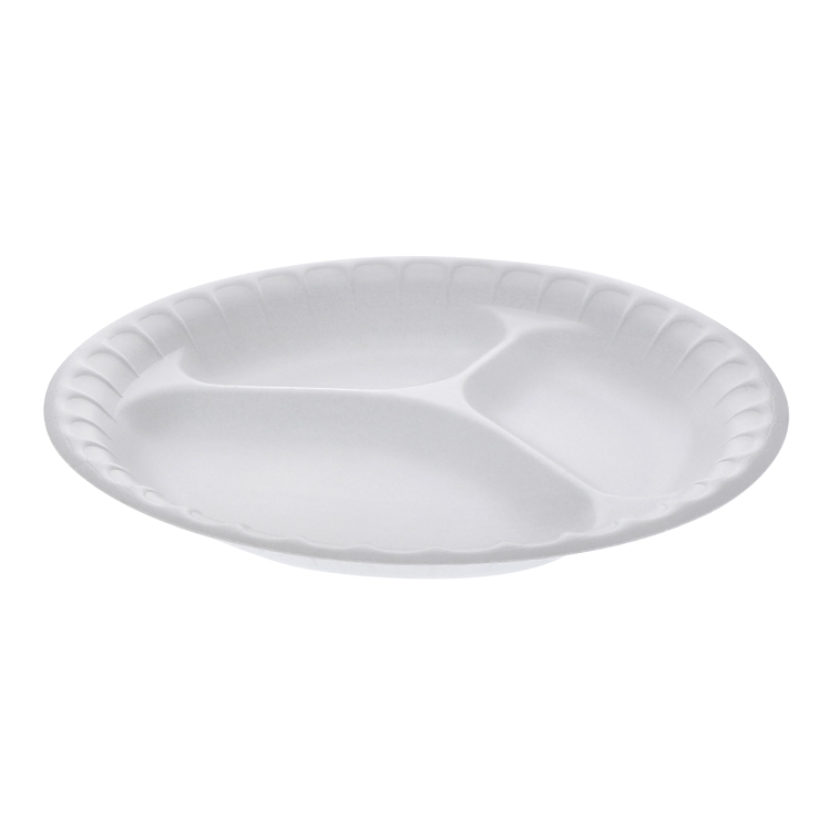 MONOGRAM PLATE FOAM 9 INCH 3 COMPARTMENT WHITE