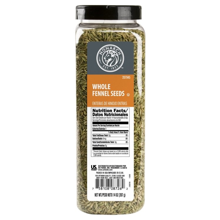 MONARCH WHOLE FENNEL SEED PLASTIC SHAKER