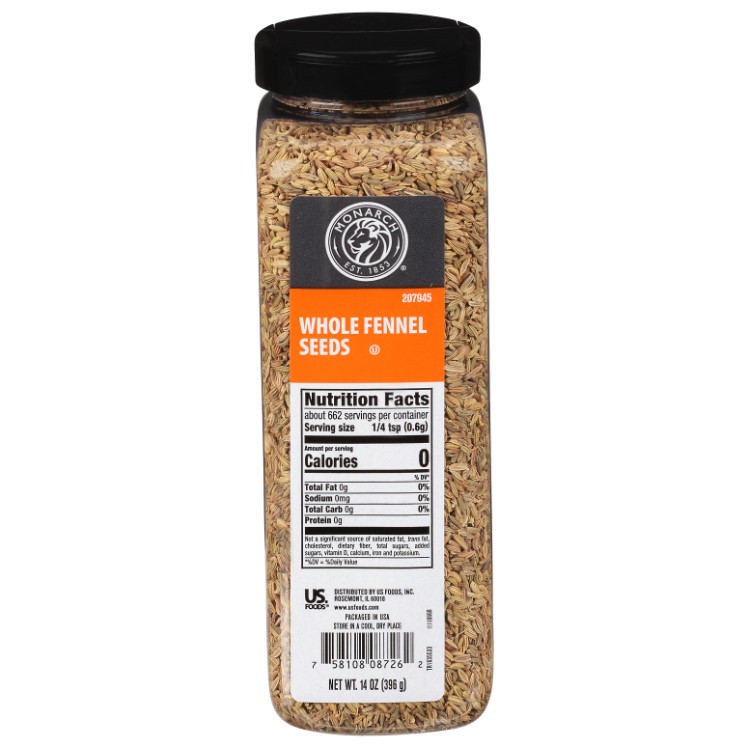 MONARCH WHOLE FENNEL SEED PLASTIC SHAKER