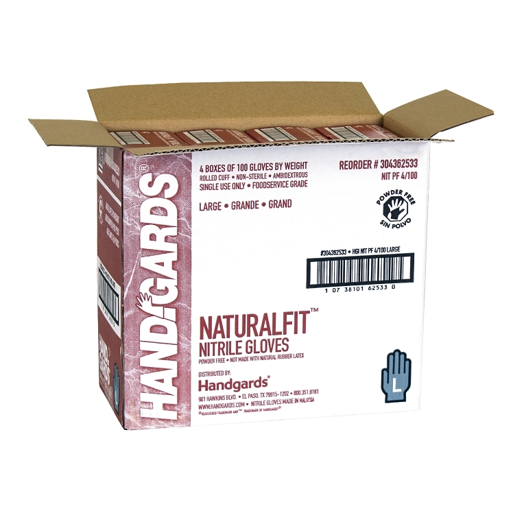 HANDGARDS NITRILE BLUE POWDER FREE LARGE GLOVES