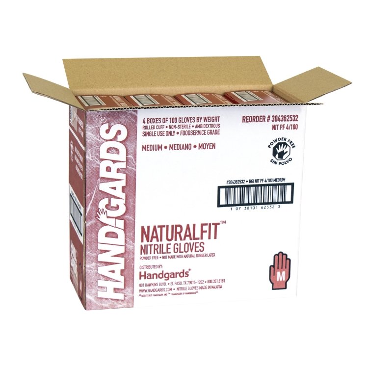 HANDGARDS NITRILE BLUE POWDER FREE MEDIUM GLOVES