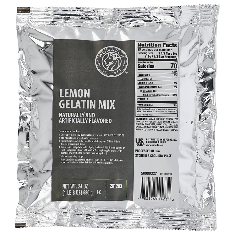 MONARCH SHELF STABLE LEMON GELATIN MIX