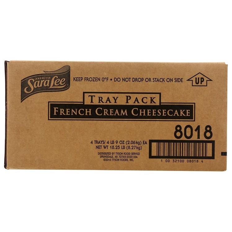 SARA LEE FRENCH CREAM CHEESECAKE 8X15 INCH TRAY UNSLICED