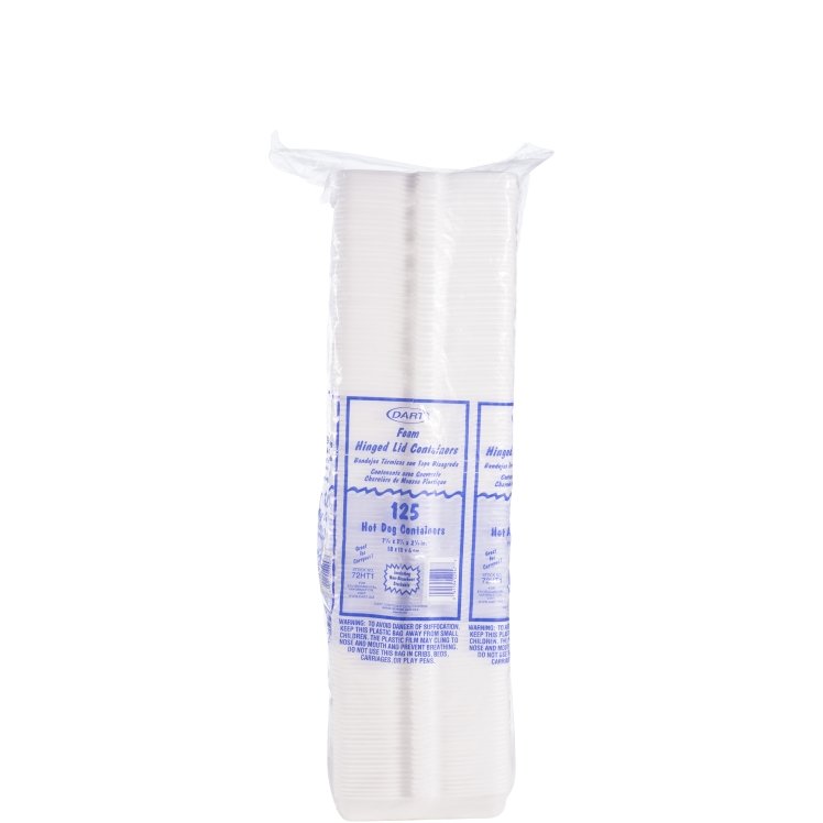 DART FOAM HOT DOG CONTAINER - WHITE