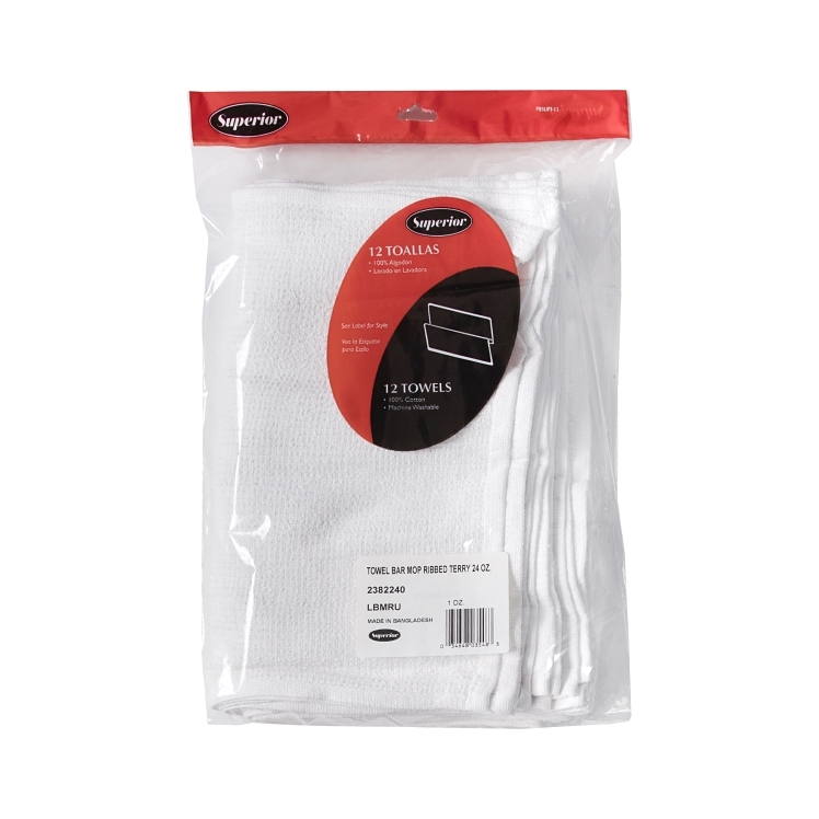 SUPERIOR / CES 100% COTTON BAR TOWEL 16X19 WHITE