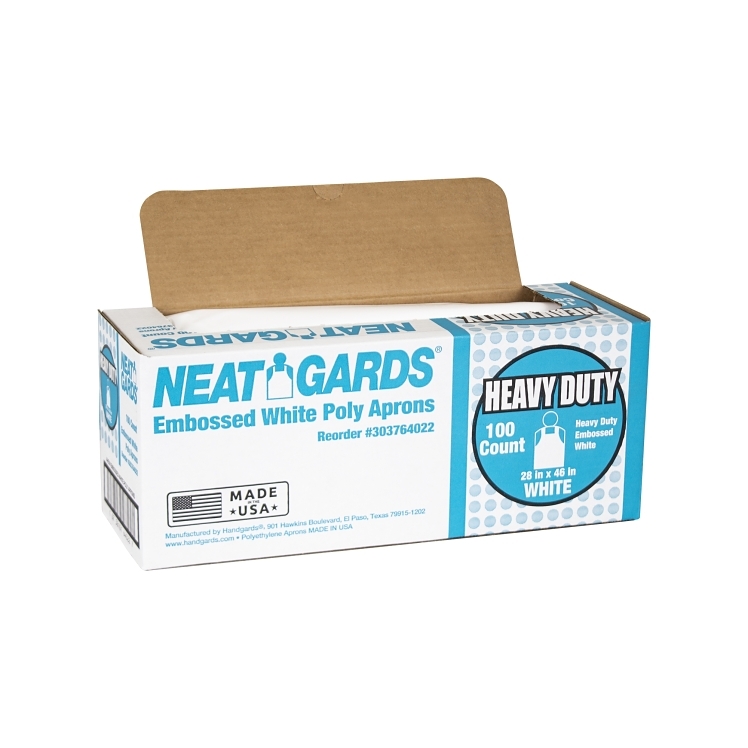 NEATGARDS HEAVY DUTY POLY 28 X 46 IN EMBOSSED WHITE APRON