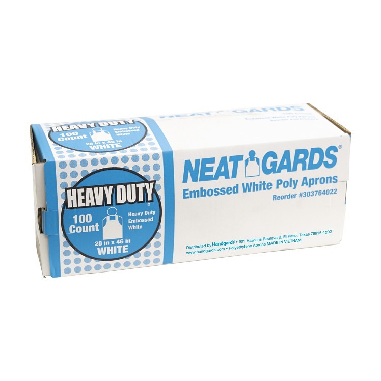 NEATGARDS HEAVY DUTY POLY 28 X 46 IN EMBOSSED WHITE APRON