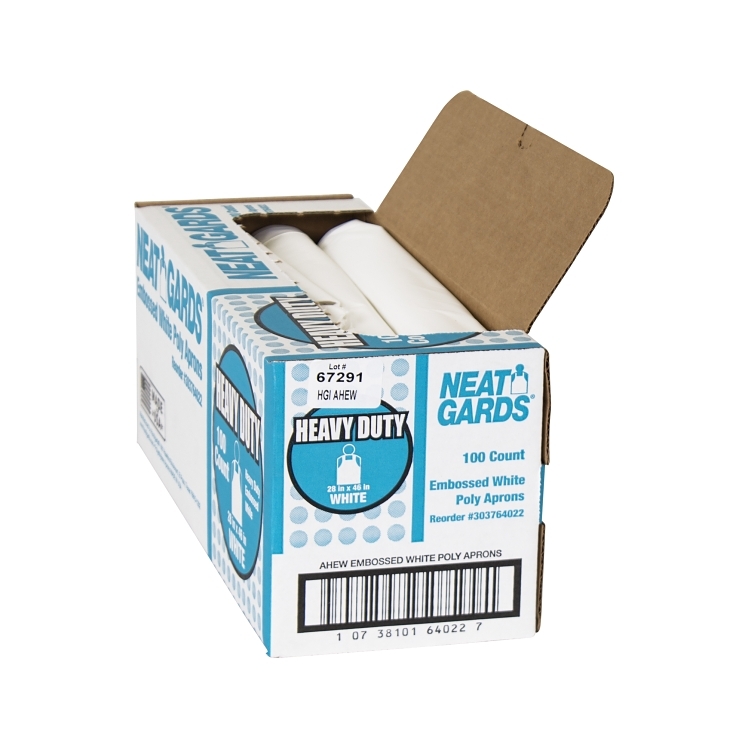 NEATGARDS HEAVY DUTY POLY 28 X 46 IN EMBOSSED WHITE APRON