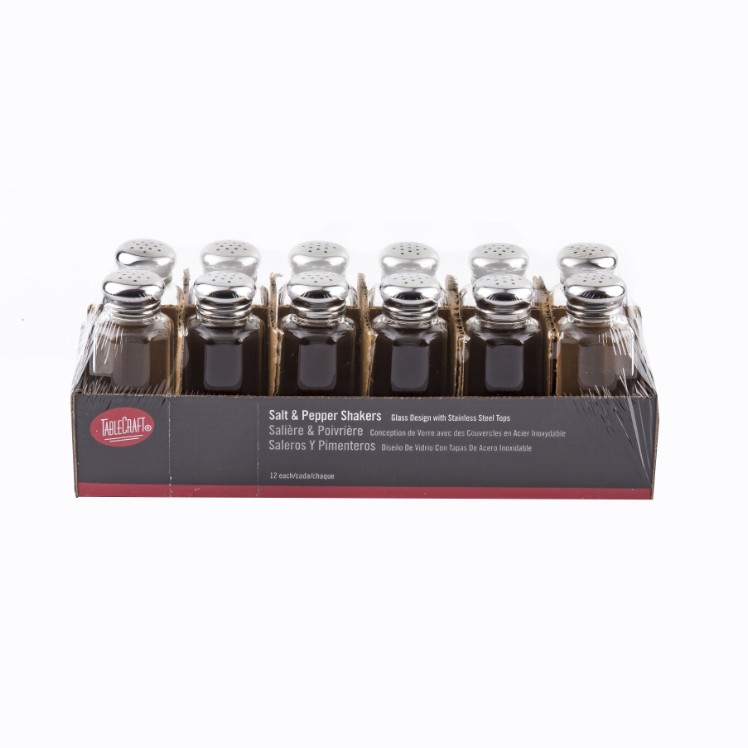 Tablecraft Salt and Pepper Shaker 2oz Glass Clear Paneled