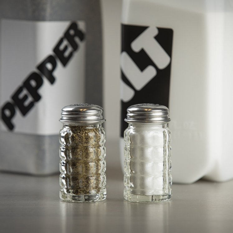 TABLECRAFT GLASS SHAKER SALT & PEPPER 1.5 OUNCE CLEAR