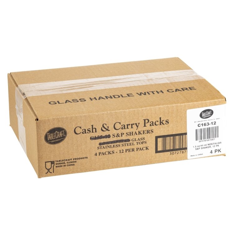 TABLECRAFT GLASS SHAKER SALT & PEPPER 1.5 OUNCE CLEAR