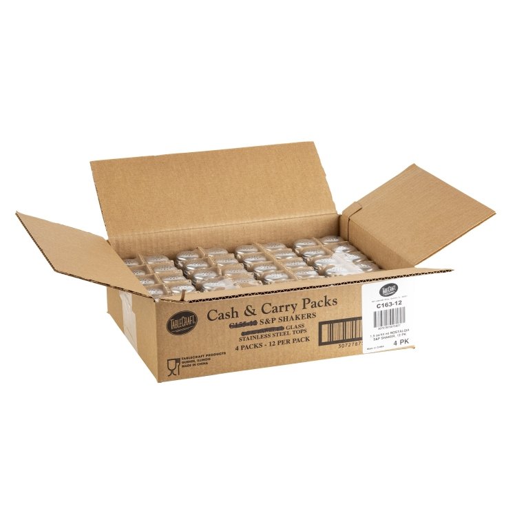 TABLECRAFT GLASS SHAKER SALT & PEPPER 1.5 OUNCE CLEAR