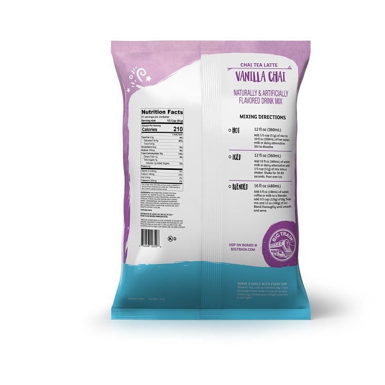 BIG TRAIN SMOOTHIE MIX VANILLA CHAI NO SUGAR ADDED