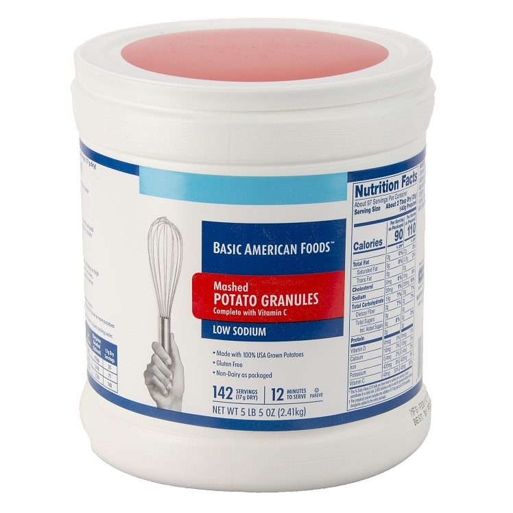 BASIC AMERICAN FOODS LOW SODIUM W/ VITAMIN C DEHYDRATED MASTED POTATO