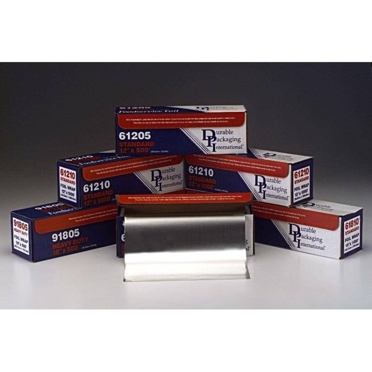 DURABLE PACKAGING ALUMINUM FOIL 24 INCHES X 500 FEET HEAVY DUTY ROLL CUTTER
