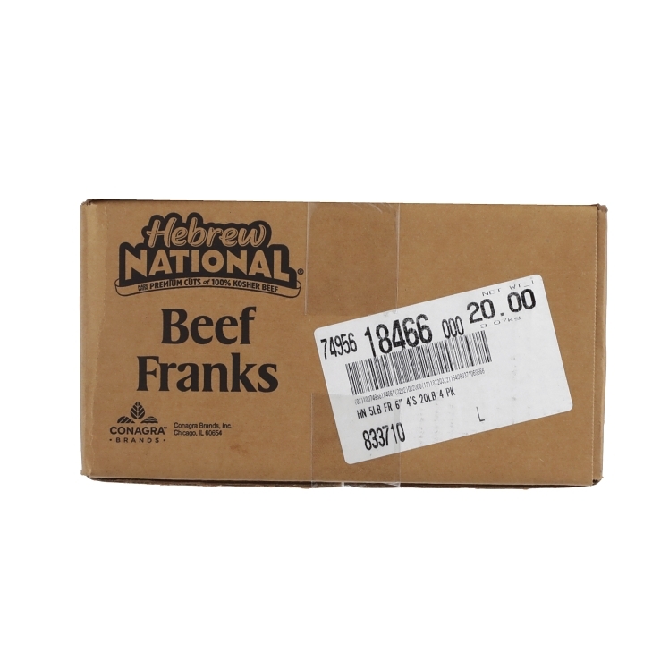 HEBREW NATIONAL KOSHER SKINLESS HOT DOG 6 INCH 4/1