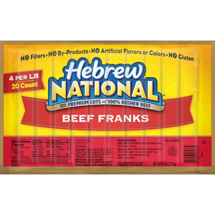 HEBREW NATIONAL KOSHER SKINLESS HOT DOG 6 INCH 4/1