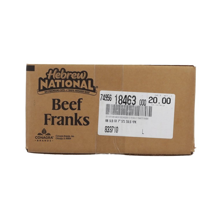 HEBREW NATIONAL HOT DOG 7 INCH SKINLESS COOKED 5/1