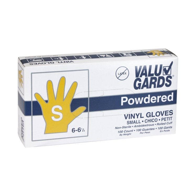 VALUGARDS VINYL GLOVES SMALL POWDERED