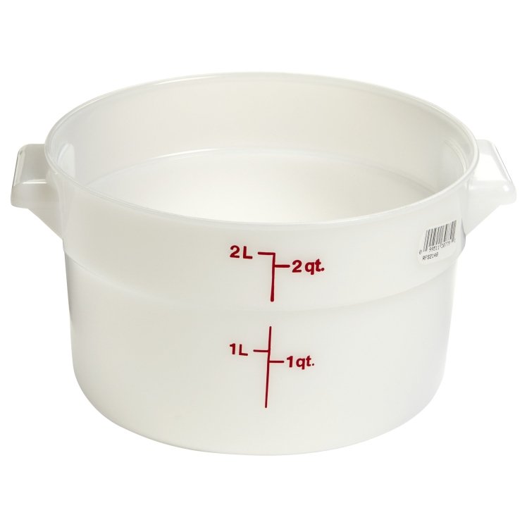 CAMBRO POLYETHYLENE FOOD STORAGE CONTAINER 2 QUART WHITE ROUND