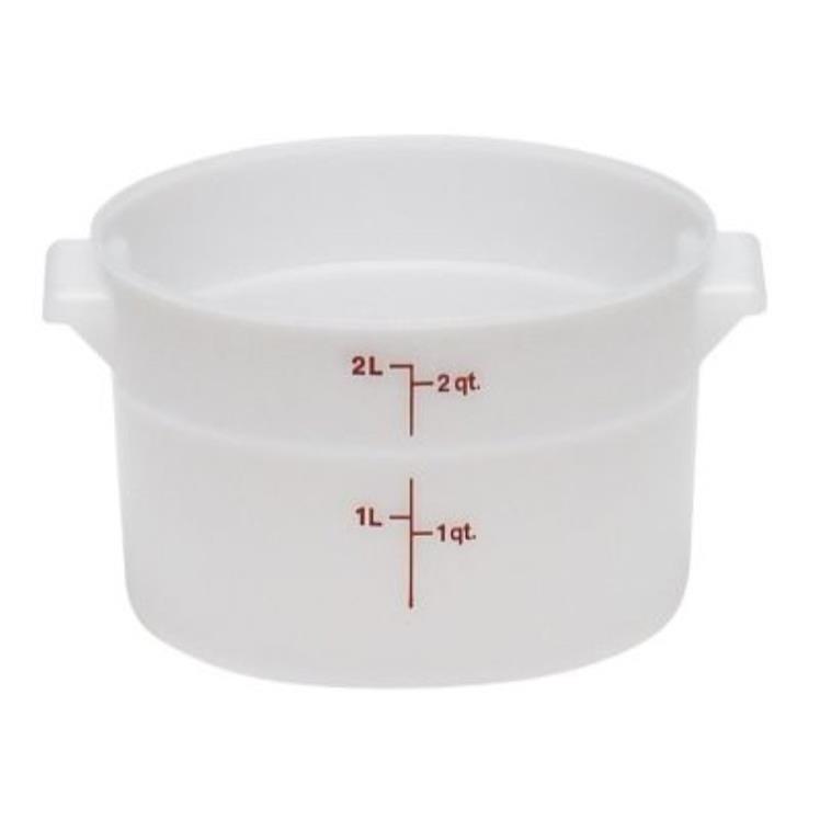 CAMBRO POLYETHYLENE FOOD STORAGE CONTAINER 2 QUART WHITE ROUND