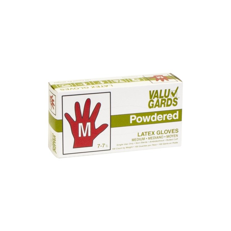 VALU GARDS MEDIUM POWDERED LATEX GLOVES
