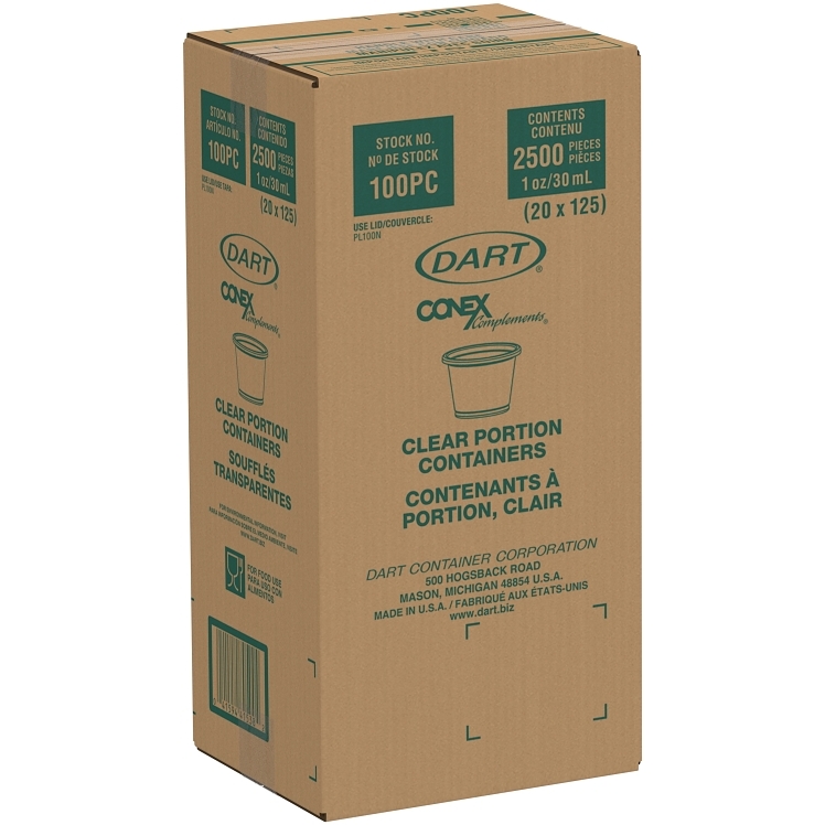 DART PORTION CUP PLASTIC CLEAR LID FOR 0.5 - 1 OZ