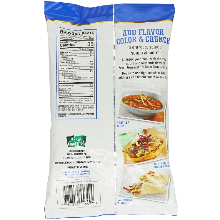 FRESH GOURMET TORTILLA STRIPS TRI COLOR