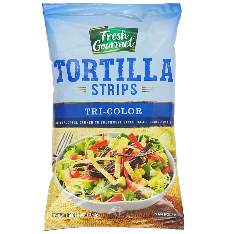 FRESH GOURMET TORTILLA STRIPS TRI COLOR