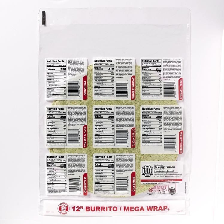 LA BANDERITA SPINACH & HERB FLOUR TORTILLA FLOUR 12 INCH