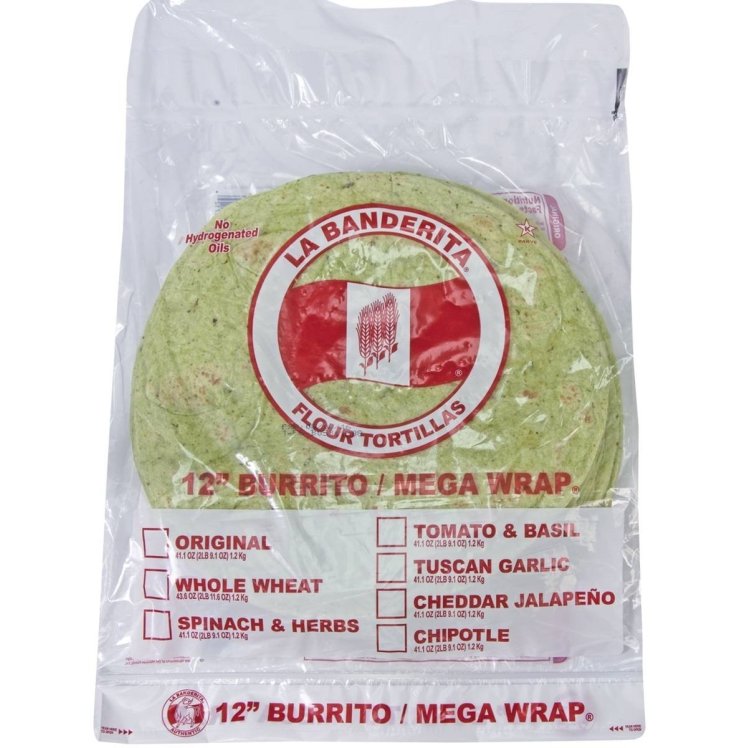 LA BANDERITA SPINACH & HERB FLOUR TORTILLA FLOUR 12 INCH
