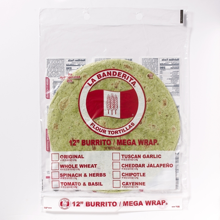 LA BANDERITA SPINACH & HERB FLOUR TORTILLA FLOUR 12 INCH