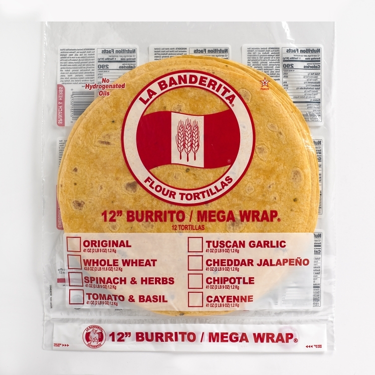 LA BANDERITA TOMATO BASIL FLOUR TORTILLAS 12 INCH