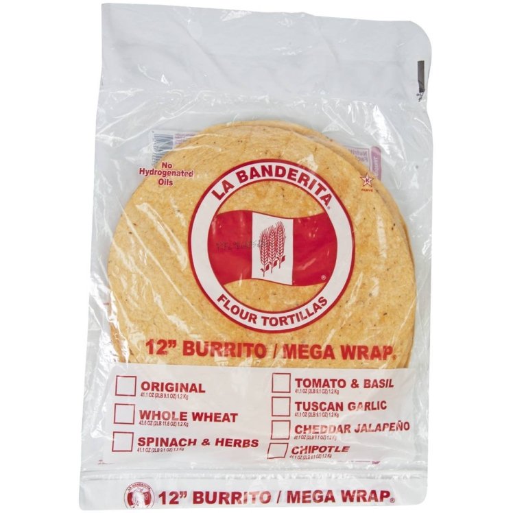 LA BANDERITA TOMATO BASIL FLOUR TORTILLAS 12 INCH